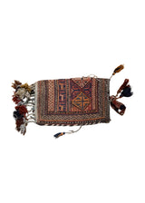 A33951 Persian Rug Baloch Handmade Saddle Tribal 0'12'' x 1'7'' -1x2- Red Saddle Bag Geometric Kilim Design