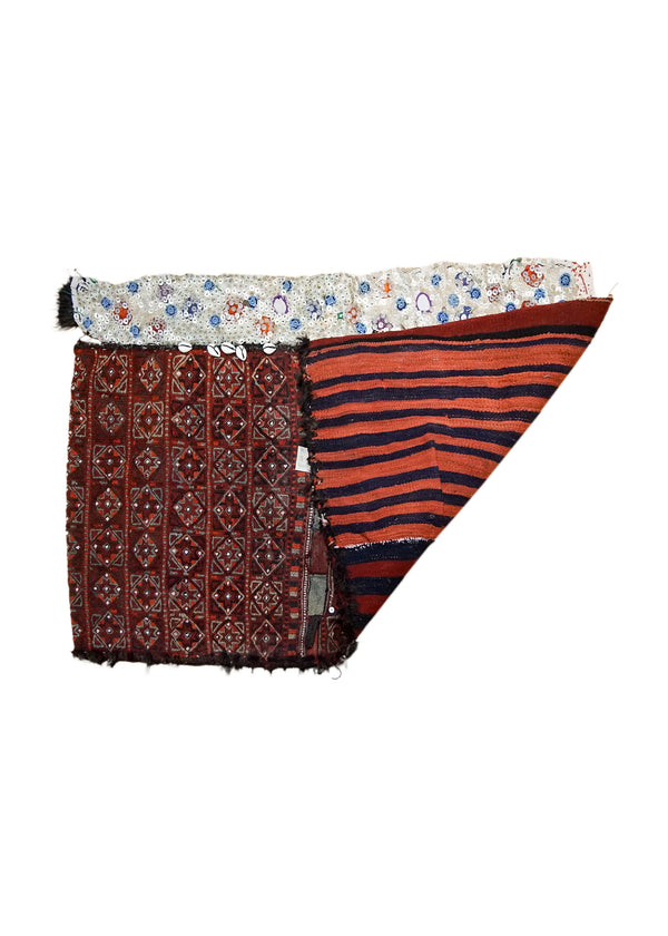A33954 Persian Rug Baloch Handmade Saddle Tribal 2'8'' x 4'3'' -3x4- Red Saddle Bag Geometric Kilim Design