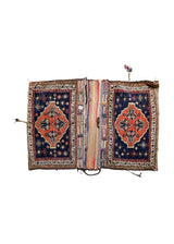 A33956 Persian Rug Baloch Handmade Saddle Tribal 2'5'' x 3'10'' -2x4- Blue Brown Red Saddle Bag Geometric Design