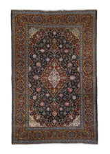 A33959 Persian Rug Kashan Handmade Area Traditional 4'8'' x 7'2'' -5x7- Blue Red Floral Toranj Mehrab Design