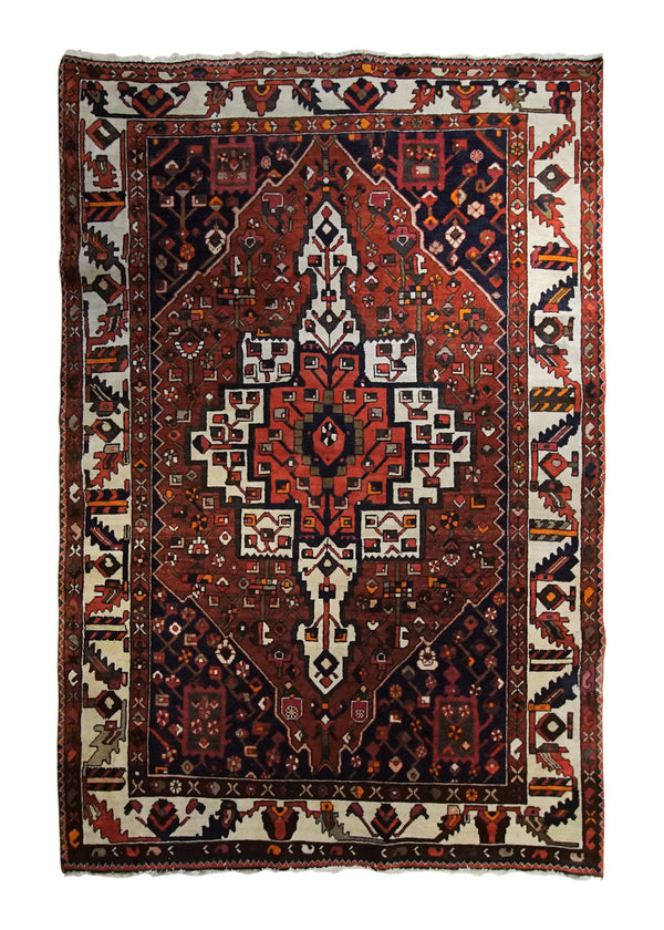 A34003 Persian Rug Bakhtiari Handmade Area Tribal 6'1'' x 9'6'' -6x10- Red Geometric Design