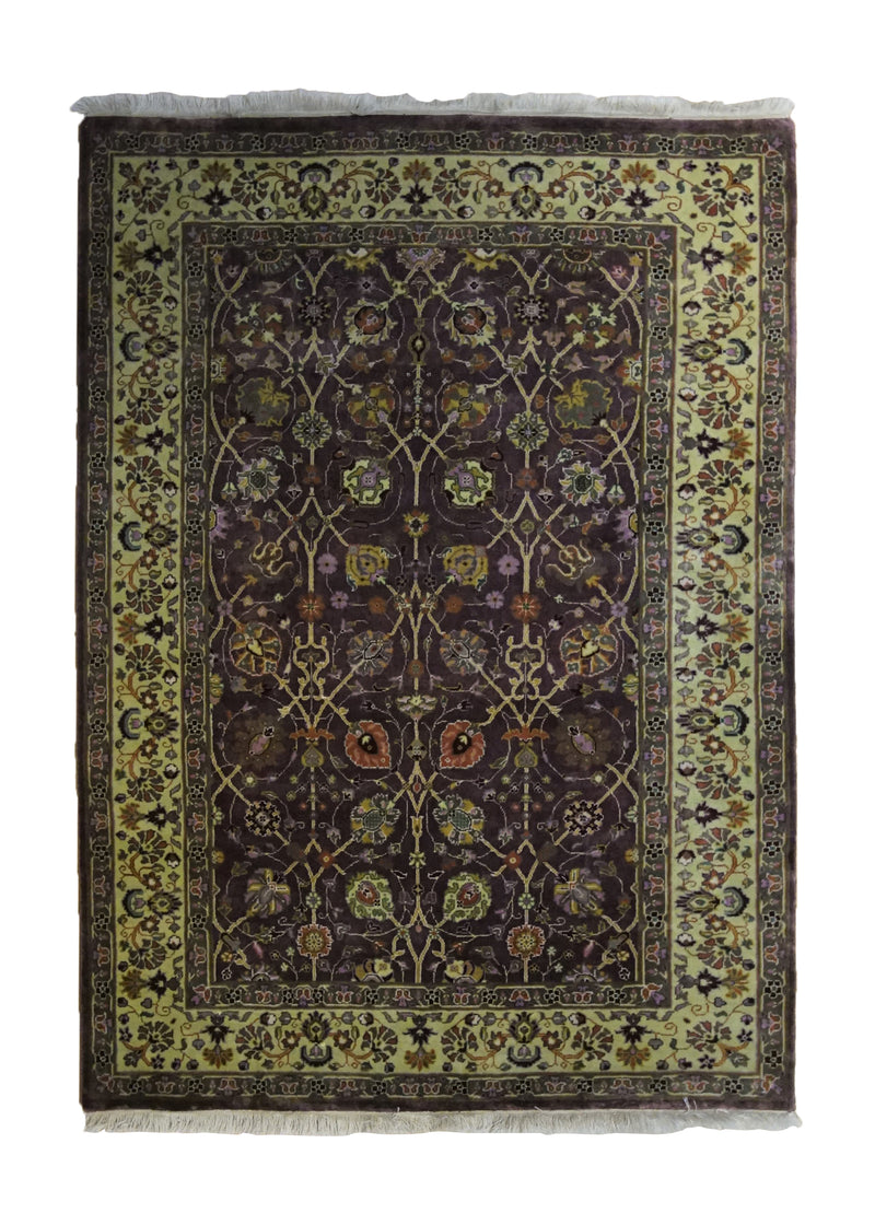 A34007 Oriental Rug Indian Handmade Area Transitional 3'11'' x 5'7'' -4x6- Purple Oushak Floral Design