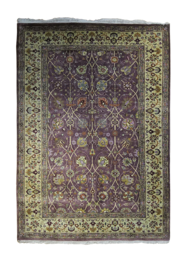 A34008 Oriental Rug Indian Handmade Area Transitional 4'0'' x 5'9'' -4x6- Purple Oushak Floral Design