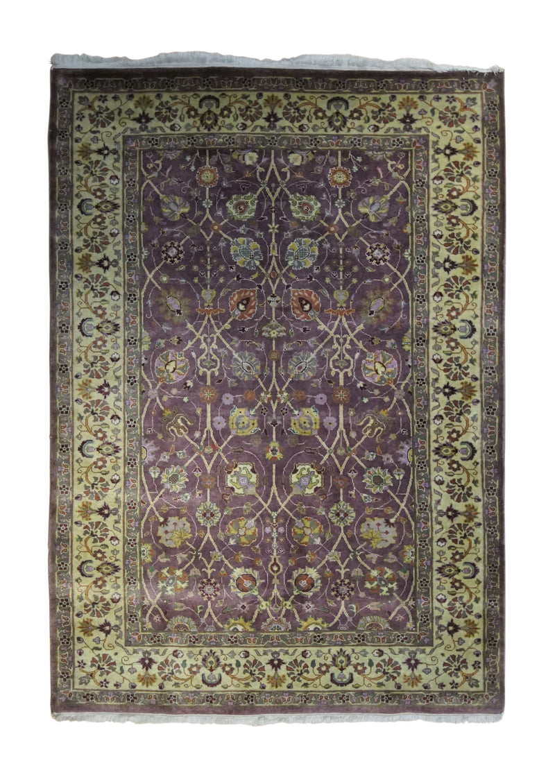 A34008 Oriental Rug Indian Handmade Area Transitional 4'0'' x 5'9'' -4x6- Purple Oushak Floral Design