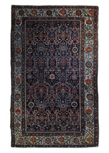 A34012 Persian Rug Malayer Handmade Area Tribal Antique 4'0'' x 6'8'' -4x7- Blue Geometric Design