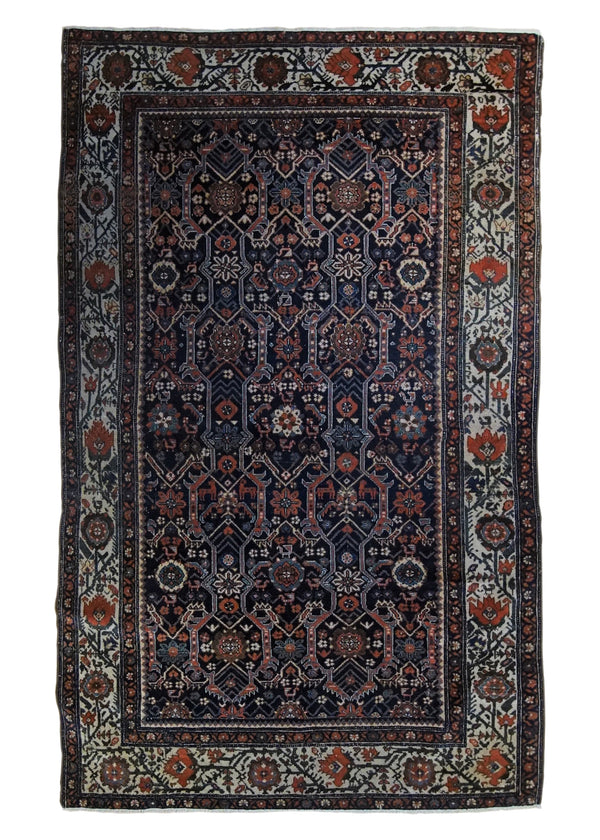 A34012 Persian Rug Malayer Handmade Area Tribal Antique 4'0'' x 6'8'' -4x7- Blue Geometric Design