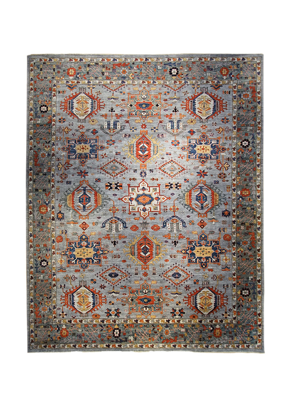 A34023 Oriental Rug Pakistani Handmade Area Transitional Tribal 11'8'' x 15'1'' -12x15- Gray Blue Ariana Geometric Kazak Design