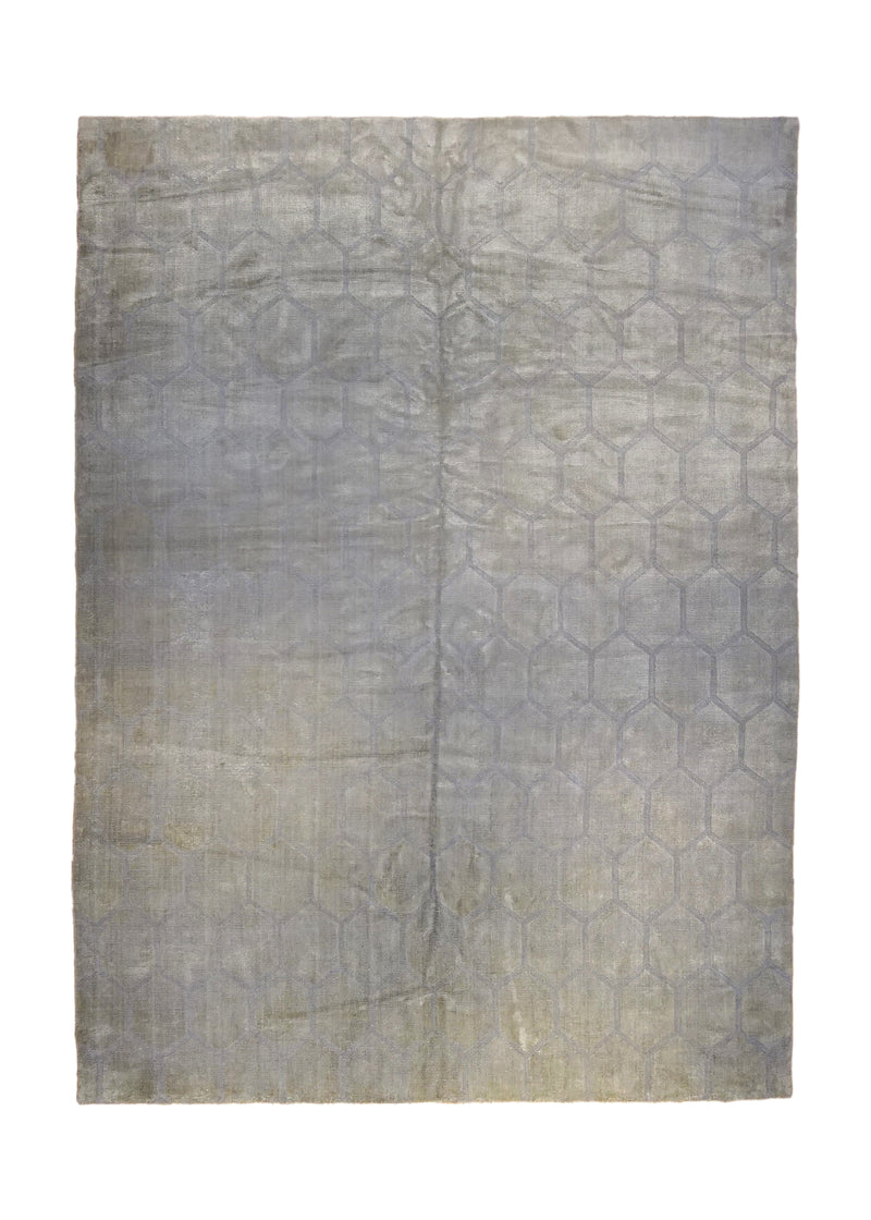 A34045 Oriental Rug Indian Handmade Area Modern Neutral 8'11'' x 12'1'' -9x12- Whites Beige Geometric Design.jpg