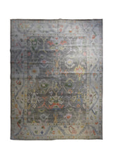 A34046 Oriental Rug Indian Handmade Area Transitional 8'12'' x 12'0'' -9x12- Gray Whites Beige Floral Oushak Design