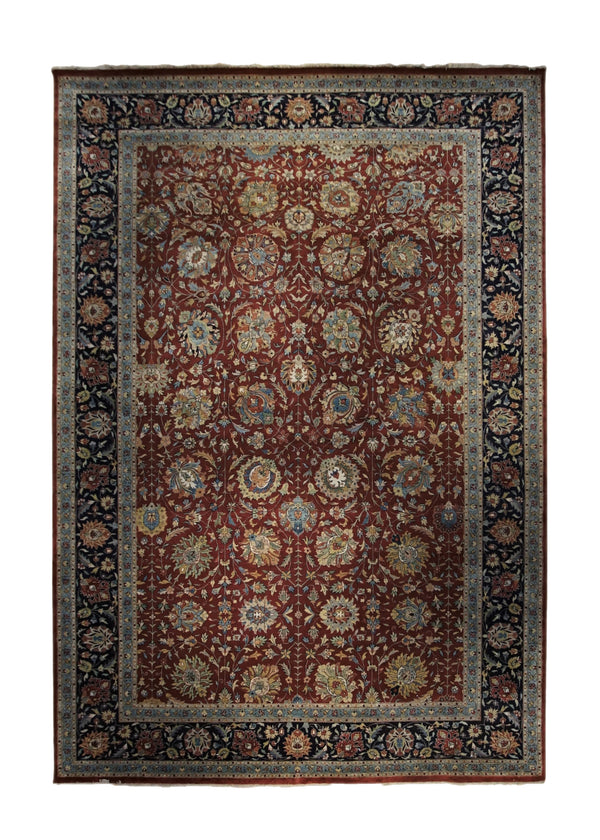 A34053 Oriental Rug Indian Handmade Area Traditional 9'10'' x 14'6'' -10x15- Red Floral Design