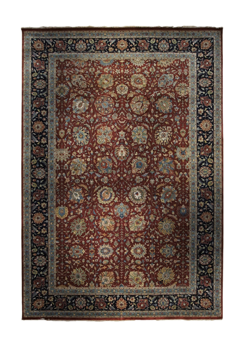 A34053 Oriental Rug Indian Handmade Area Traditional 9'10'' x 14'6'' -10x15- Red Floral Design