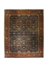 A34055 Oriental Rug Indian Handmade Area Transitional 12'2'' x 15'4'' -12x15- Blue Red Floral Design