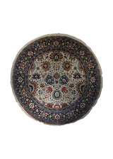 A34061 Oriental Rug Indian Handmade Round Traditional 7'12'' x 8'0'' -8x8- Whites Beige Blue Floral Design