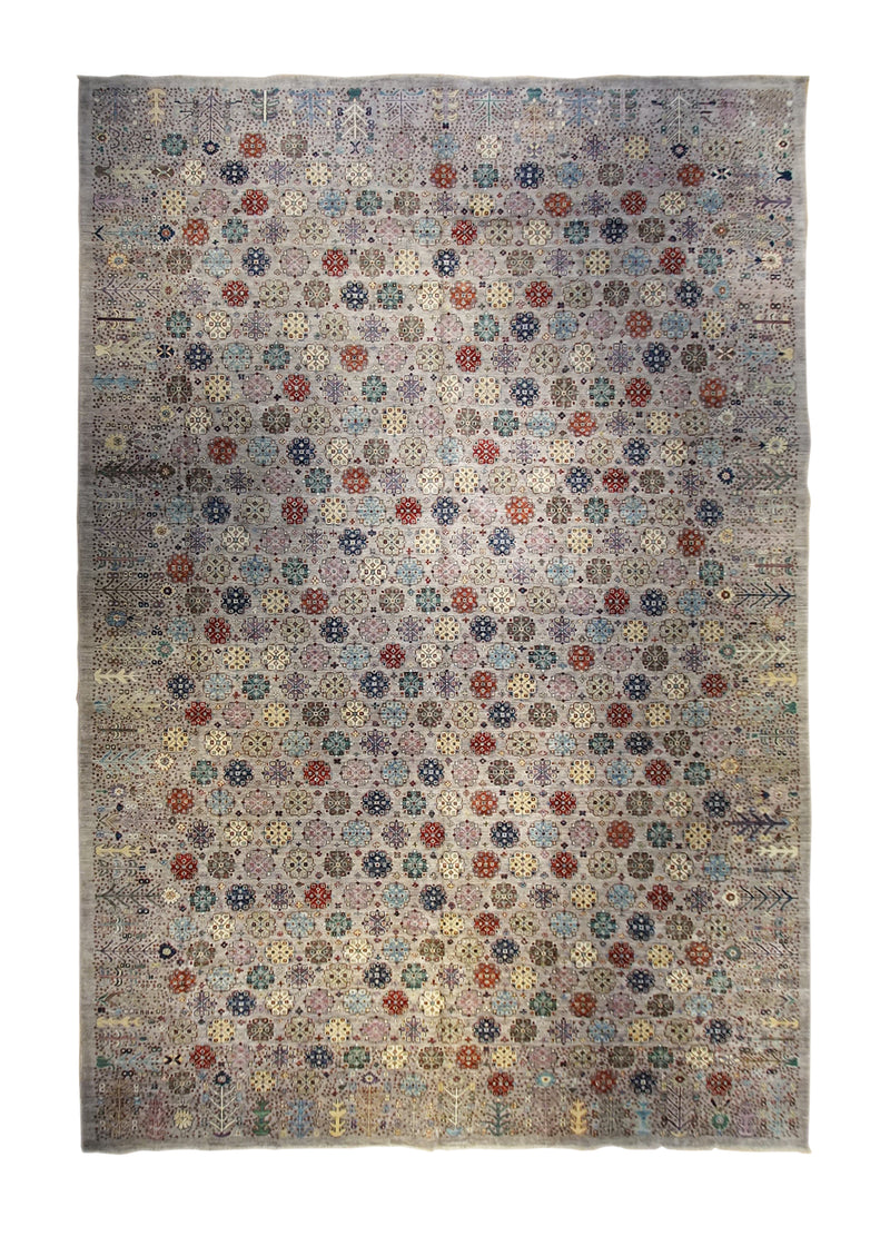 A34103 Oriental Rug Pakistani Handmade Area Transitional 12'2'' x 18'1'' -12x18- Whites Beige Red Ariana Floral Design