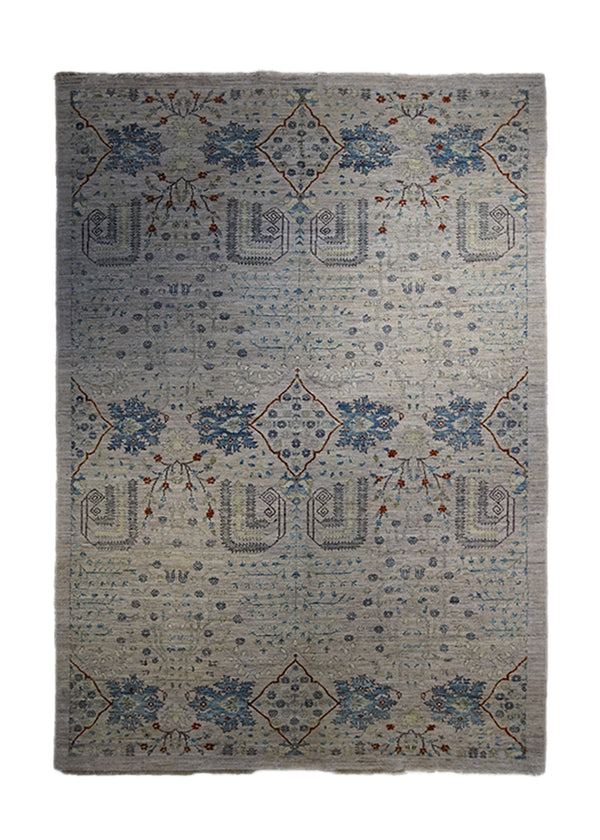 A34108 Oriental Rug Pakistani Handmade Area Transitional 6'1'' x 8'10'' -6x9- Whites Beige Red Ariana Floral Design