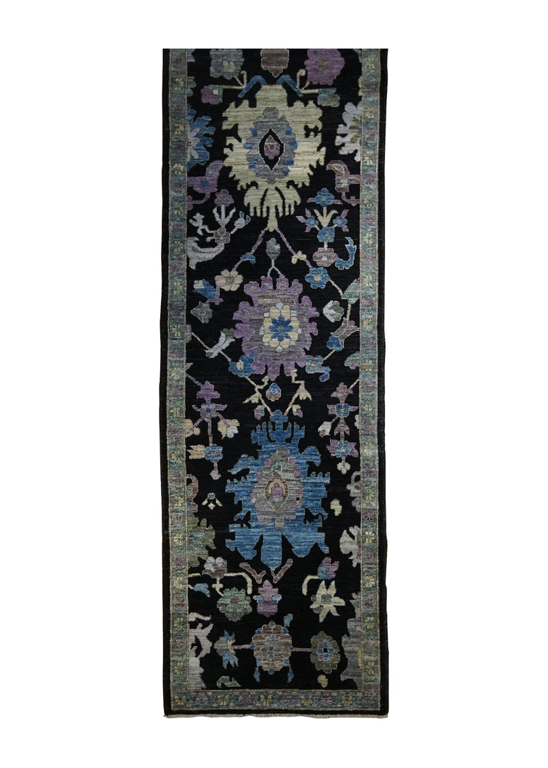 A34124 Oriental Rug Pakistani Handmade Runner Transitional 2'9'' x 11'6'' -3x12- Blue Whites Beige Purple Ariana Geometric Design
