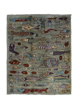 A34159 Oriental Rug Pakistani Handmade Area Transitional 2'1'' x 3'0'' -2x3- Green Multi-color Animals Pictorial Gabbeh Design