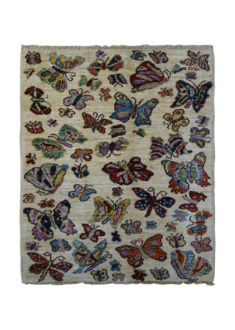 A34163 Oriental Rug Pakistani Handmade Area Transitional 2'3'' x 3'1'' -2x3- Whites Beige Multi-color Animals Pictorial Gabbeh Design