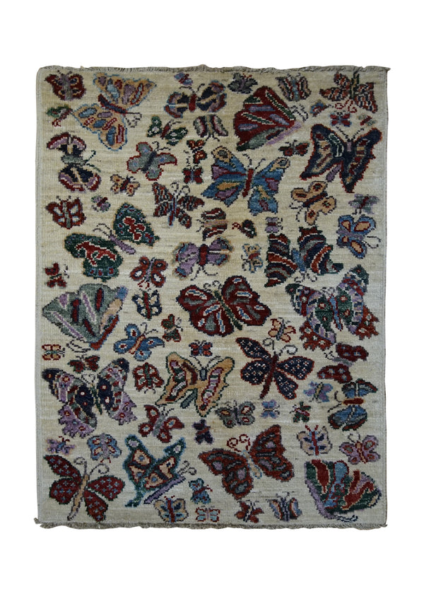 A34167 Oriental Rug Pakistani Handmade Area Transitional 2'2'' x 3'3'' -2x3- Whites Beige Multi-color Animals Pictorial Gabbeh Design
