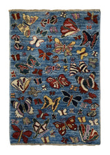 A34177 Oriental Rug Pakistani Handmade Area Transitional 2'1'' x 3'1'' -2x3- Blue Multi-color Animals Pictorial Gabbeh Design