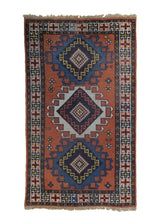 A34225 Oriental Rug Turkish Handmade Area Tribal 3'7'' x 6'1'' -4x6- Red Geometric Design