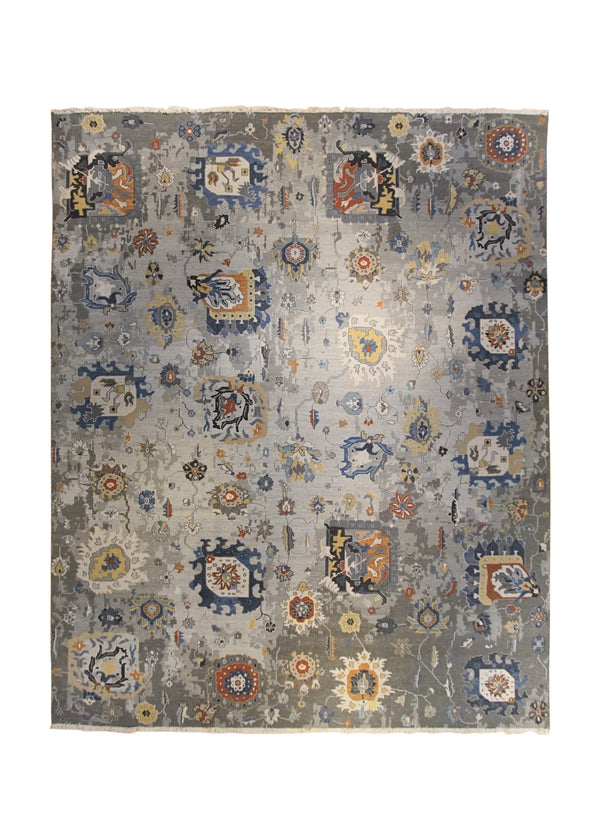 A34238 Oriental Rug Indian Handmade Area Transitional 11'10'' x 14'9'' -12x15- Gray Yellow Gold Oushak Design