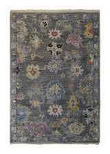 A34259 Oriental Rug Indian Handmade Area Transitional 4'0'' x 5'10'' -4x6- Gray Yellow Gold Distressed Oushak Design
