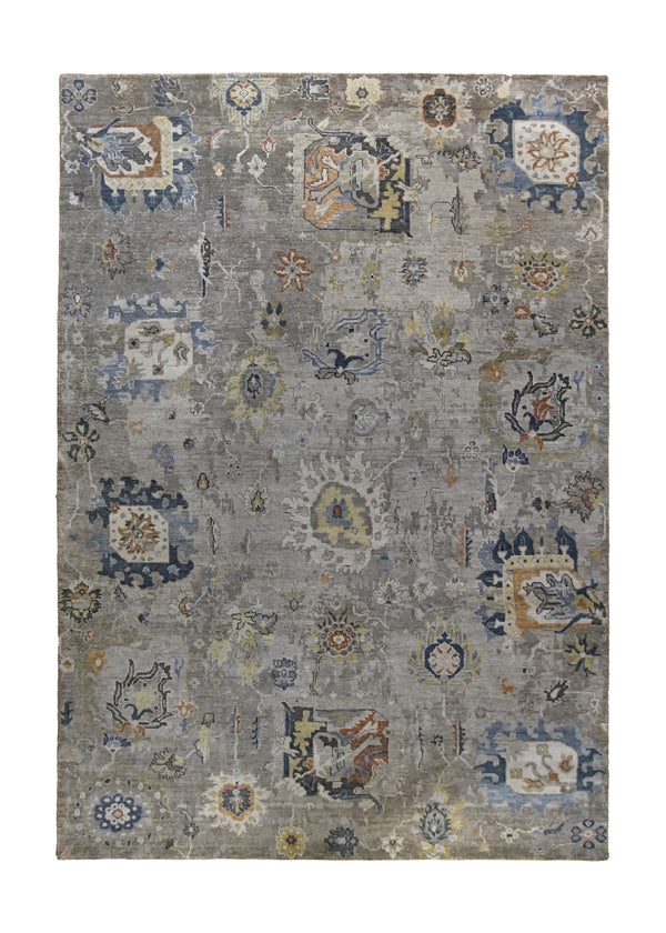 A34263 Oriental Rug Indian Handmade Area Transitional 6'1'' x 8'11'' -6x9- Whites Beige Oushak Design