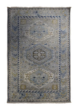 A34264 Oriental Rug Indian Handmade Area Transitional 6'2'' x 9'2'' -6x9- Whites Beige Blue Khotan Design