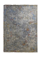 A34265 Oriental Rug Indian Handmade Area Transitional 6'2'' x 8'8'' -6x9- Gray Erased Geometric Design