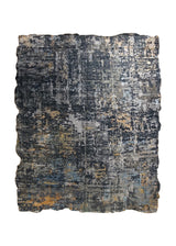 A34274 Oriental Rug Indian Handmade Area Modern 7'12'' x 9'11'' -8x10- Gray Abstract Splatter Wavy Edge Design