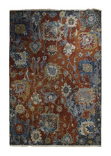 A34278 Oriental Rug Indian Handmade Area Transitional 5'10'' x 8'10'' -6x9- Red Soumak Oushak Design