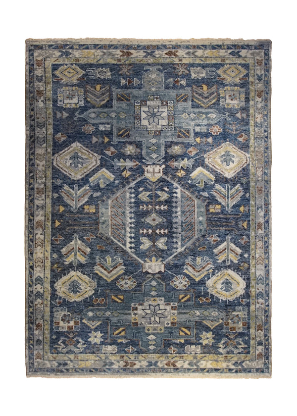 A34280 Oriental Rug Indian Handmade Area Transitional 8'9'' x 11'11'' -9x12- Blue Yellow Gold Kazak Design