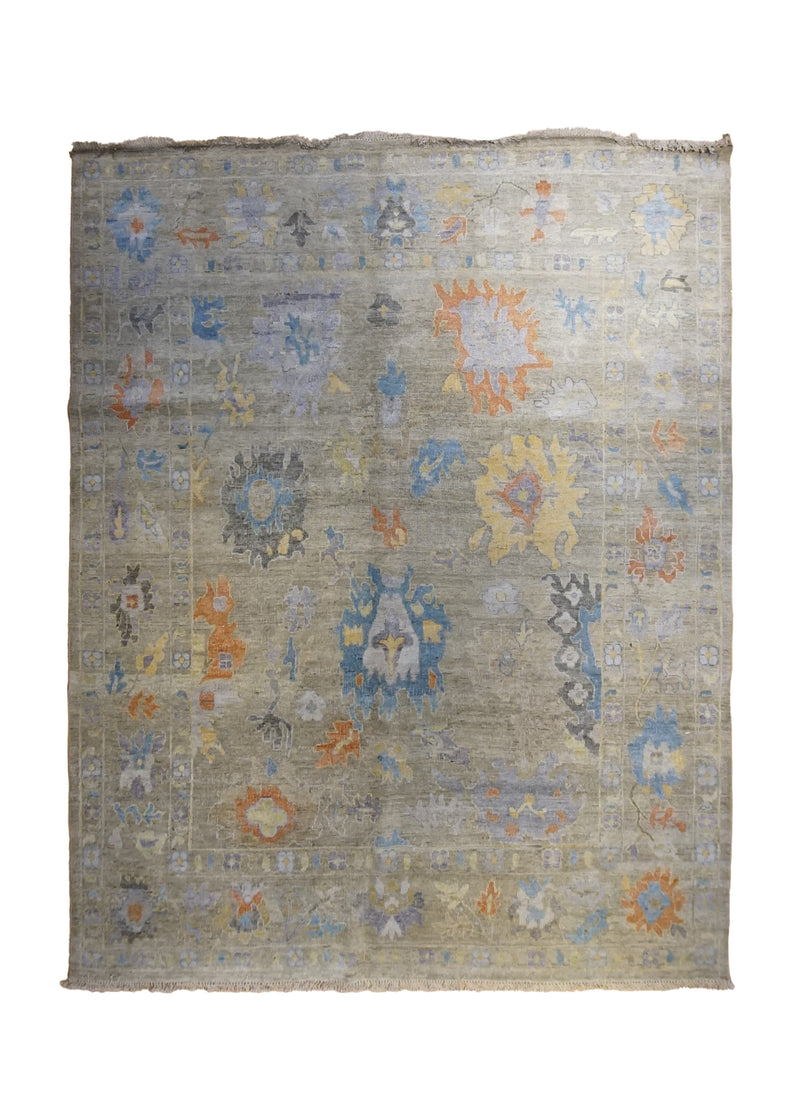 A34284 Oriental Rug Indian Handmade Area Transitional 7'12'' x 9'9'' -8x10- Whites Beige Multi-color Oushak Design