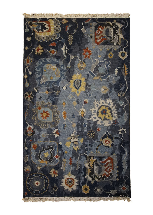 A34287 Oriental Rug Indian Handmade Runner Transitional 2'11'' x 4'10'' -3x5- Gray Soumak Oushak Design