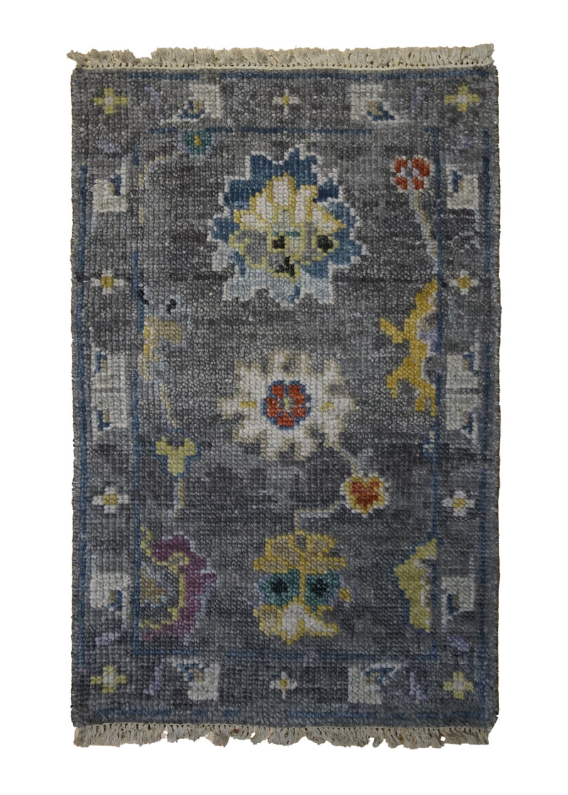 A34292 Oriental Rug Indian Handmade Area Transitional 2'0'' x 3'0'' -2x3- Gray Oushak Design
