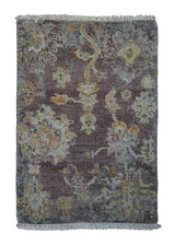 A34295 Oriental Rug Indian Handmade Area Transitional 2'0'' x 3'0'' -2x3- Purple Oushak Design