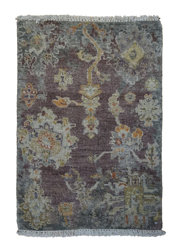 A34295 Oriental Rug Indian Handmade Area Transitional 2'0'' x 3'0'' -2x3- Purple Oushak Design