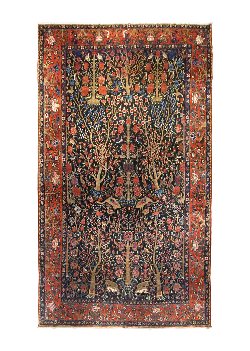 A34301 Persian Rug Bakhtiari Handmade Area Antique Traditional 11'7'' x 19'9'' -12x20- Whites Beige Animals Tree of Life Design