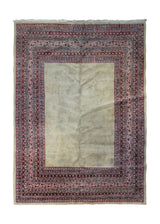 A34315 Persian Rug Sarouk Handmade Area Antique Traditional 6'9'' x 8'11'' -7x9- Whites Beige Red Open Geometric Design