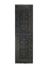 A34316 Oriental Rug Pakistani Handmade Runner Transitional 2'7'' x 8'4'' -3x8- Black Floral Design