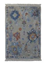 A34319 Oriental Rug Indian Handmade Area Transitional 2'0'' x 3'0'' -2x3- Whites Beige Blue Geometric Design