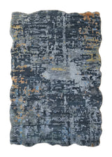 A34320 Oriental Rug Indian Handmade Area Modern 2'0'' x 3'0'' -2x3- Blue Gray Abstract Splatter Wavy Edge Design