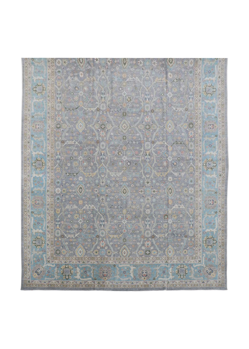 A34327 Oriental Rug Pakistani Handmade Area Transitional Neutral 16'2'' x 26'0'' -16x26- Gray Blue Floral Heriz Design