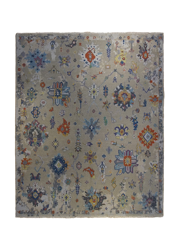 A34332 Oriental Rug Indian Handmade Area Transitional 7'12'' x 9'11'' -8x10- Whites Beige Soumak Oushak Design