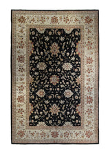 A34335 Oriental Rug Pakistani Handmade Area Transitional 6'8'' x 10'0'' -7x10- Whites Beige Black Antique Washed Floral Oushak Design