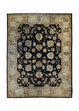 A34336 Oriental Rug Pakistani Handmade Area Transitional 6'3'' x 7'11'' -6x8- Whites Beige Black Antique Washed Floral Oushak Design