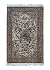 A34370 Oriental Rug Pakistani Handmade Area Traditional Neutral 4'8'' x 7'1'' -5x7- Whites Beige Floral Design