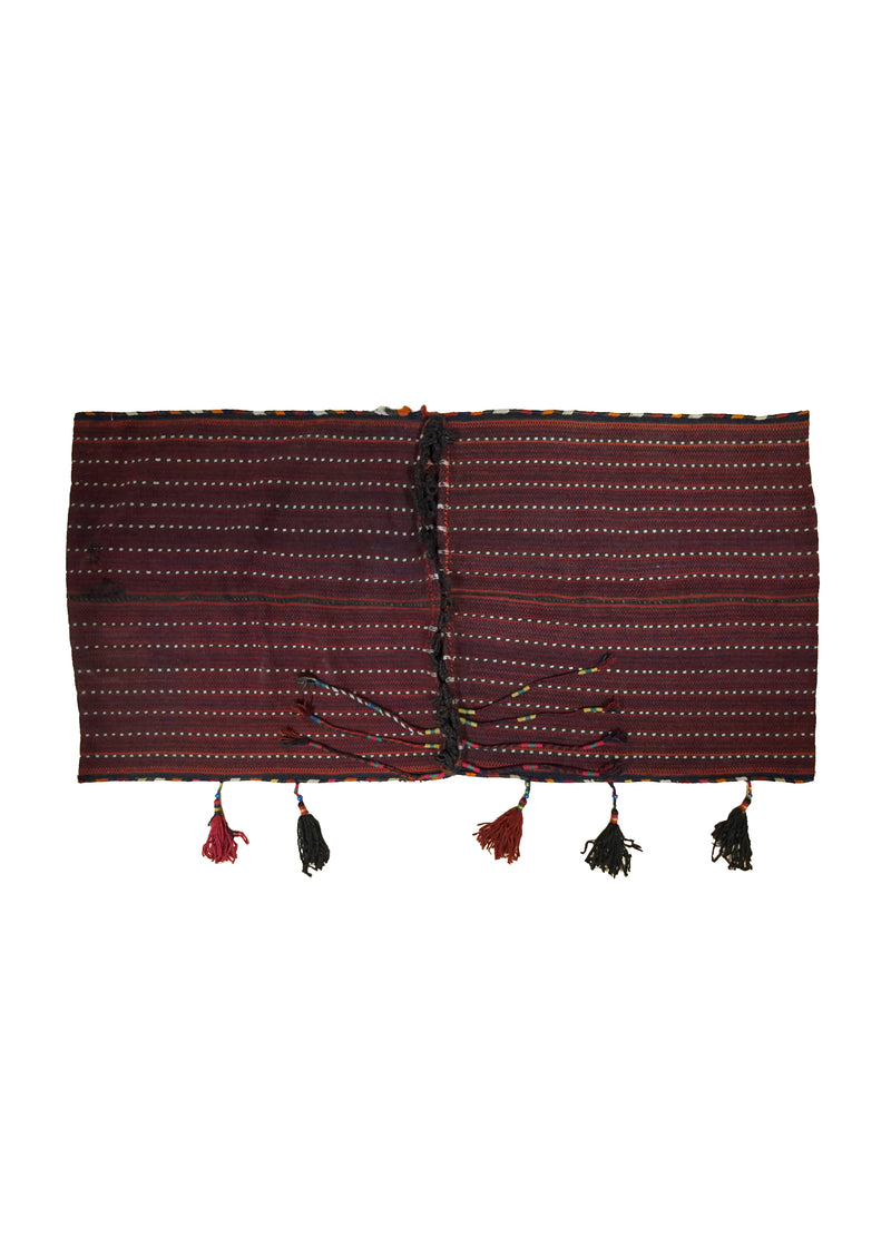 A34375 Persian Rug Ghashghaei Handmade Saddle Tribal 2'6'' x 5'0'' -3x5- Red Black Saddle Bag Geometric Design