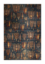 A34389 Oriental Rug Pakistani Handmade Area Transitional Tribal 12'3'' x 17'11'' -12x18- Blue Orange Pictorial Tree of Life Design
